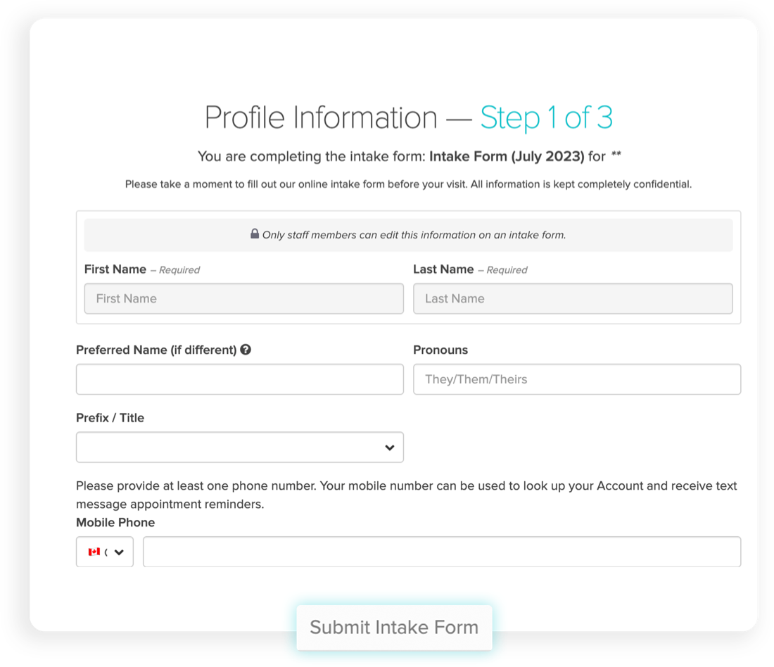 online intake forms